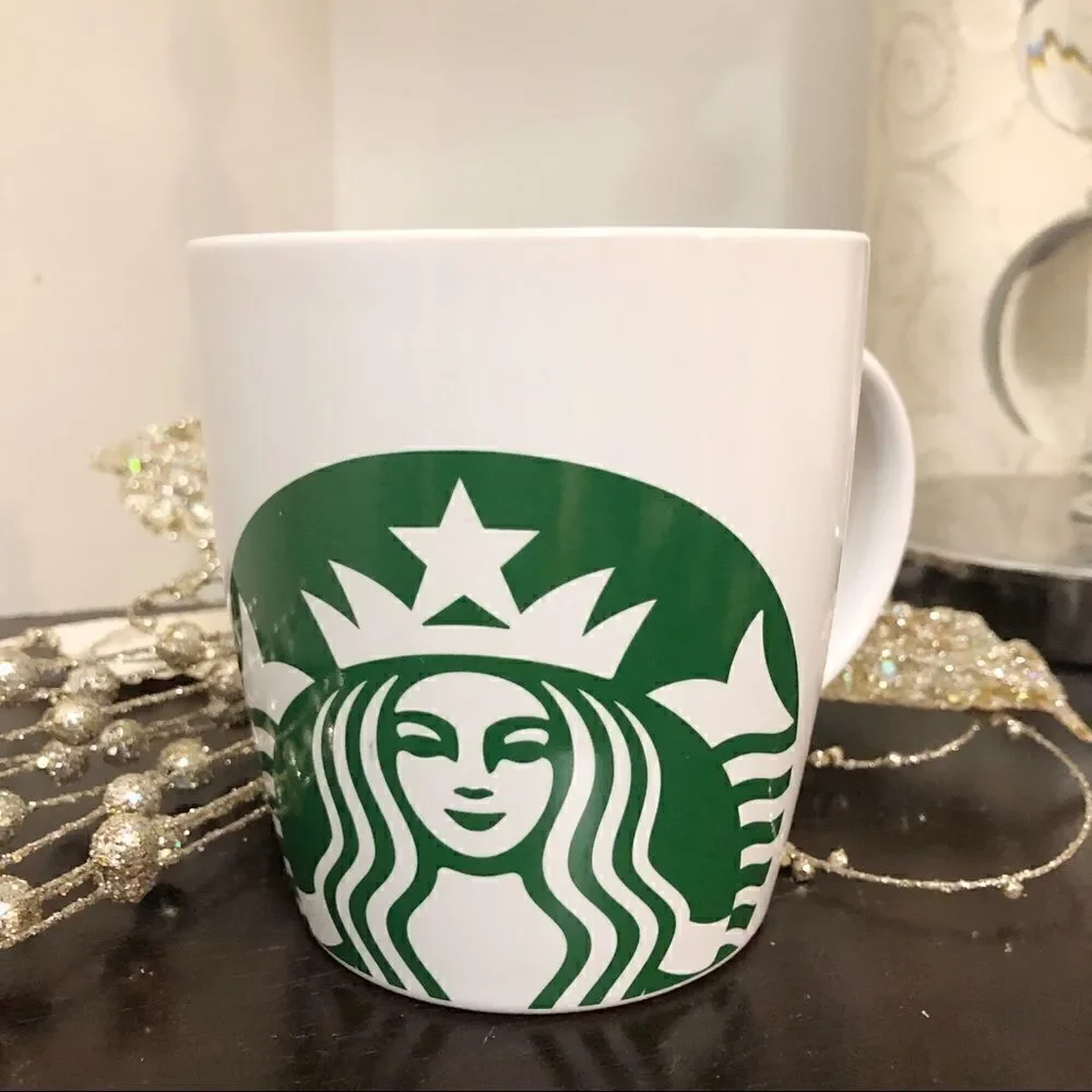 Starbucks Short White Ceramic Coffee Mug